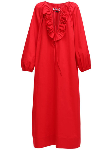 ÀCHEVAL PAMPA Gorrion Cotton Satin Long Dress in red