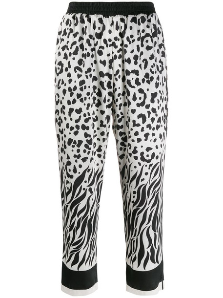 Pinko cropped leopard print track pants in neutrals