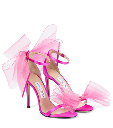 jimmy choo aveline 100 bow-trimmed sandals in pink