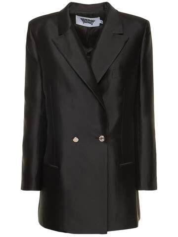 BRANDON MAXWELL Silk Blend Mikado Oversized Blazer in black
