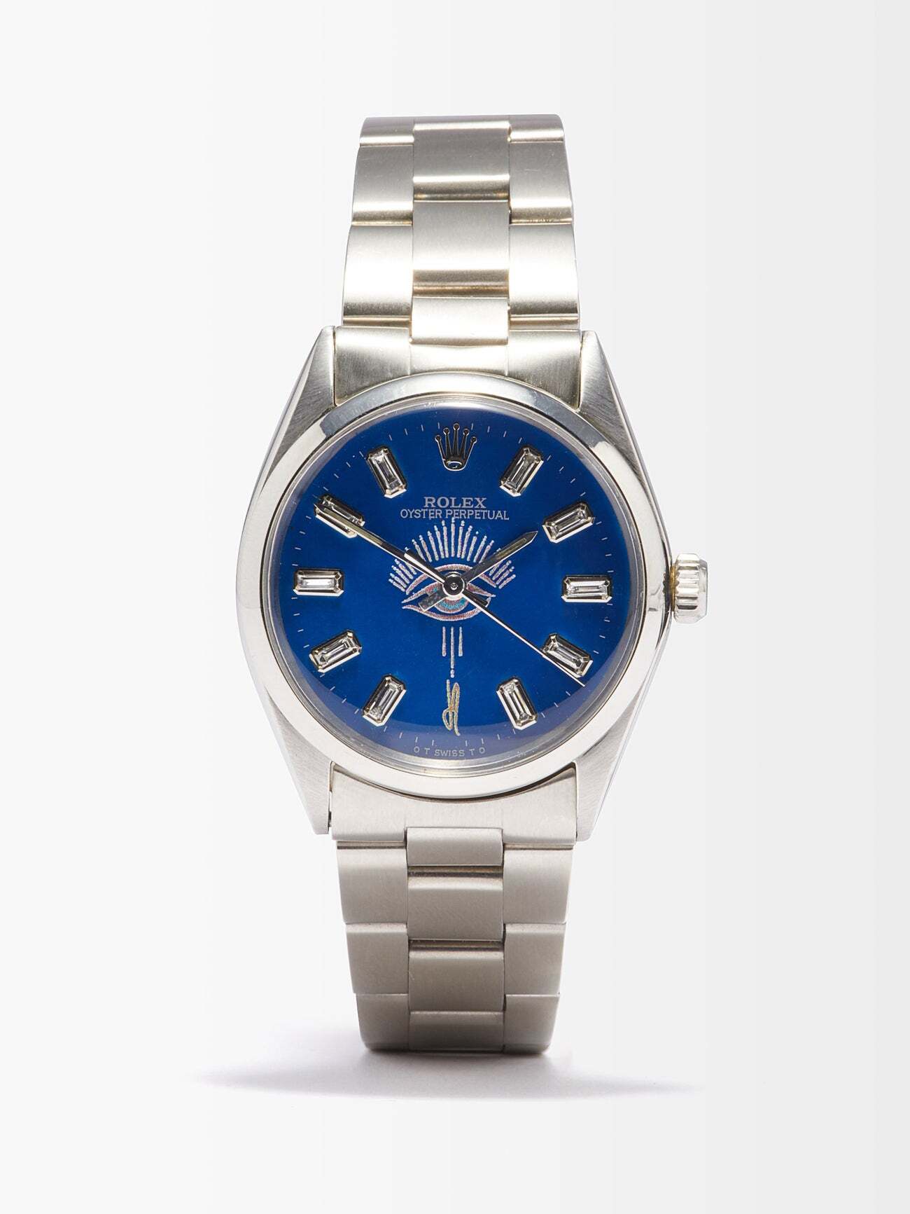 Jacquie Aiche - Vintage Rolex Oyster 34mm Diamond & Steel Watch - Womens - Blue Multi