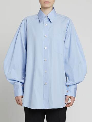 stella mccartney cotton poplin wide sleeve shirt in blue