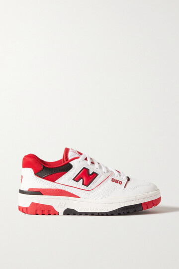 new balance - 550 perforated leather and mesh sneakers - white