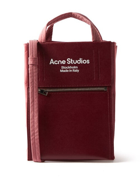 Acne Studios - Baker Out Canvas And Leather Tote Bag - Womens - Burgundy Multi
