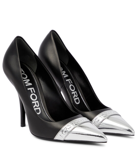 Tom Ford Logo leather pumps in black