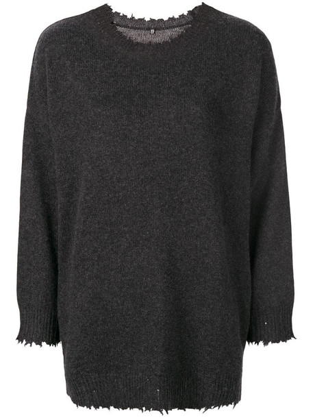 R13 boxy distressed sweater in grey