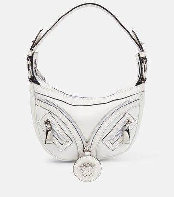 versace repeat mini leather shoulder bag in white