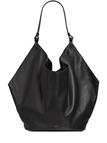 khaite medium lotus smooth leather shoulder bag in black