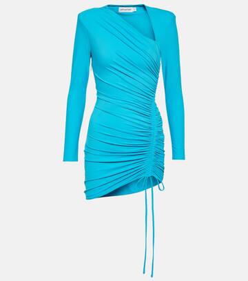 Self-Portrait Ruched jersey minidress in blue