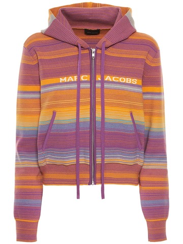 MARC JACOBS (THE) The Cropped Cotton Blend Zip Hoodie in orange / purple