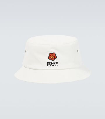 kenzo boke flower embroidered cotton sun hat in white