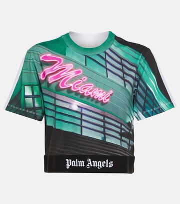 palm angels printed cropped cotton t-shirt