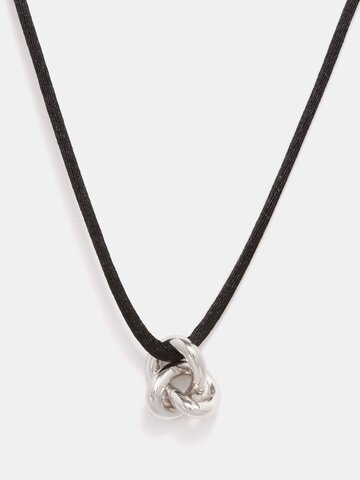 otiumberg - knot-pendant cord choker necklace - womens - silver black