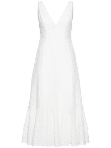 philosophy di lorenzo serafini embroidered cotton blend midi dress in white