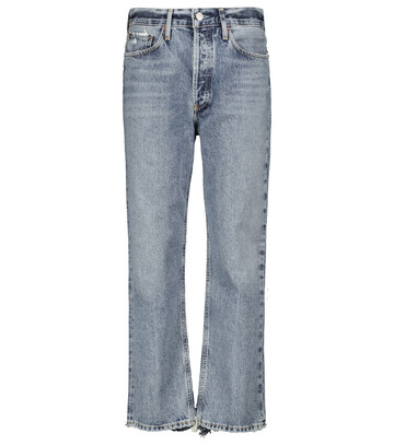 AGOLDE Lana mid-rise straight cropped jeans in blue