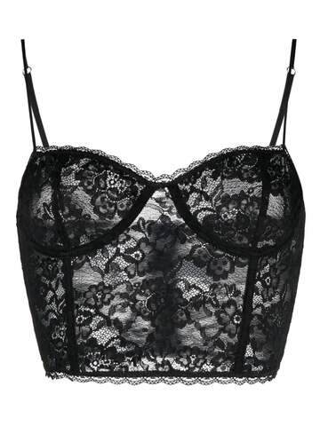 oséree floral-lace bustier-neckline corset - black