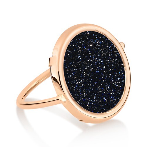 Ginette Ny Ajna blue sand stone disc ring in navy
