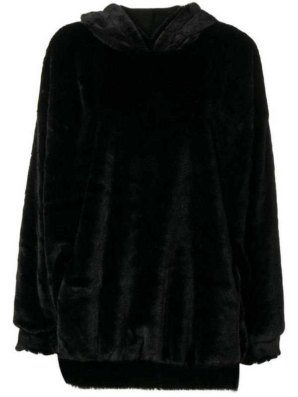 Styland faux-fur hoodie in black