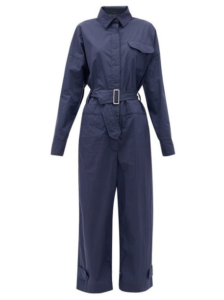 2 Moncler 1952 - Tuta Belted Cotton-blend Taffeta Jumpsuit - Womens - Navy