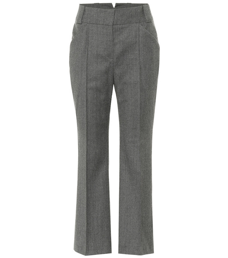 Fendi Wool high-rise straight pants in grey