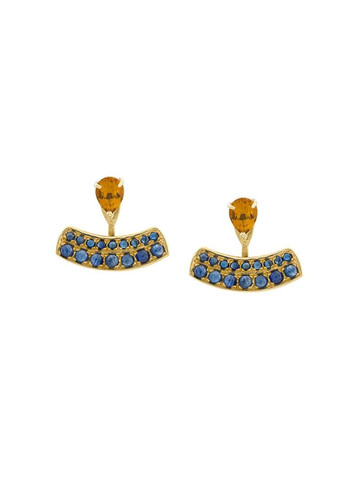 Dubini 18kt yellow gold, sapphire and citrine Theodora earrings