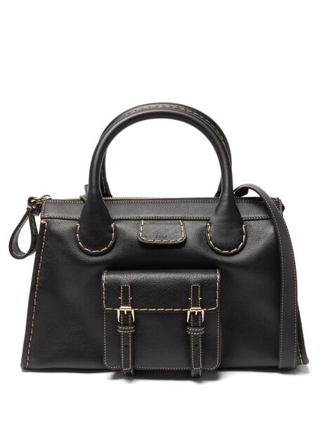 Chloé Chloé - Edith Medium Topstitched Leather Shoulder Bag - Womens - Black