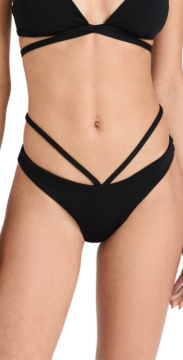 Jonathan Simkhai Emmalynn Solid Strappy Bikini Bottoms in black