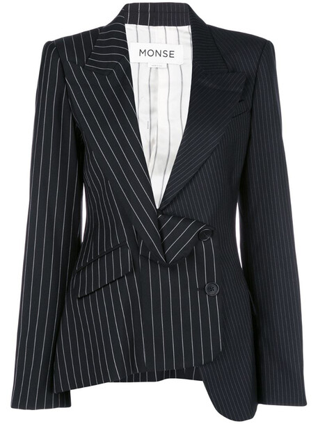 Monse two-tone pinstripe asymmetric blazer in black