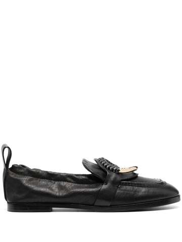 see by chloé see by chloé woven-trim loafers - black