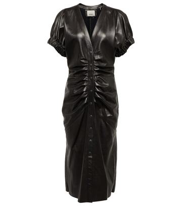 isabel marant carly leather midi dress in black