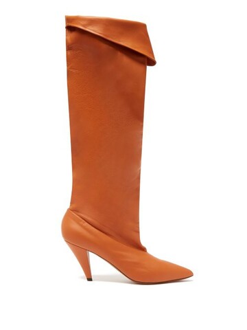 givenchy - slouchy knee high leather boots - womens - light tan