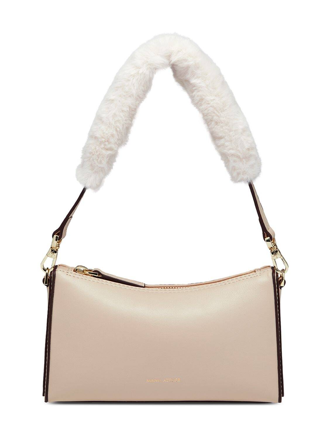 MANU ATELIER Mini Prism Soft Calf Leather Bag in ivory