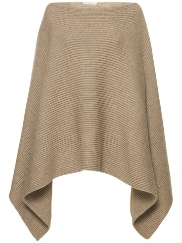 the row romie cashmere rib knit cape coat in beige