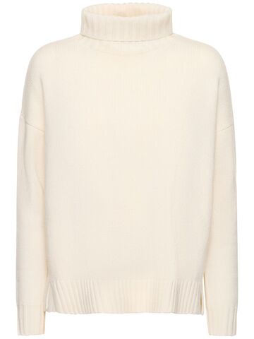 max mara gianna rib knit wool turtleneck sweater in white