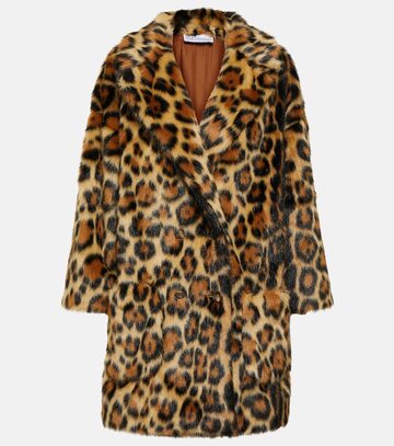 redvalentino leopard-print faux fur coat
