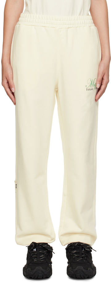 msgm off-white three-pocket lounge pants in cream