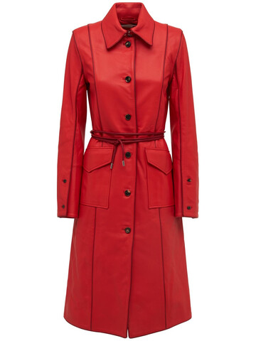 SAKS POTTS Amalie Leather Coat W/patch Pockets in red