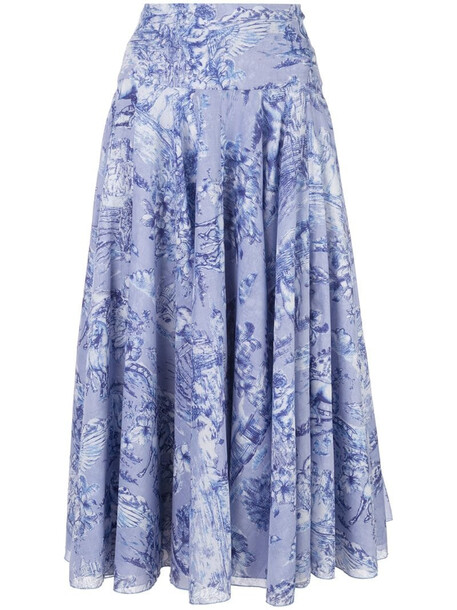 Samantha Sung printed A-line skirt in blue