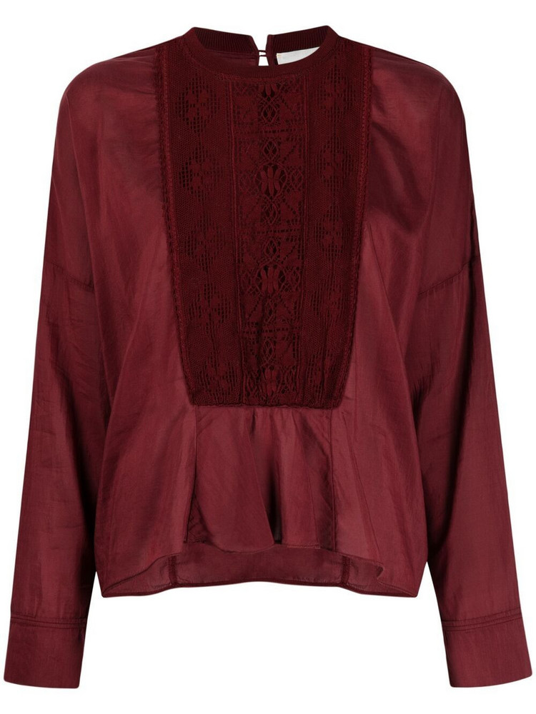 Forte Forte embroidered long-sleeve top in red