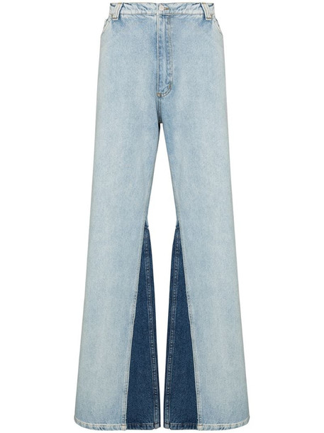 Natasha Zinko contrast-insert wide-leg jeans in blue
