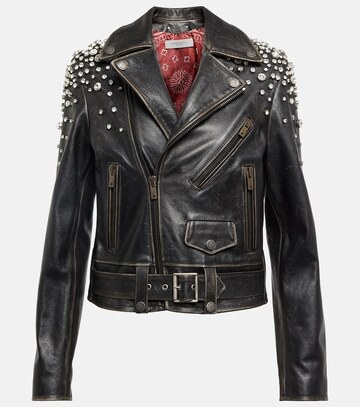 Golden Goose Embellished leather biker jacket in black