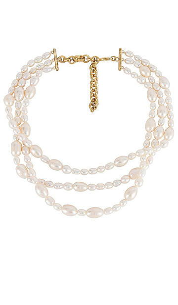 joolz by Martha Calvo Rosie Triple Layer Pearl Necklace in Ivory in gold