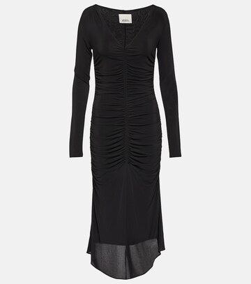 Isabel Marant Laly ruched jersey midi dress in black