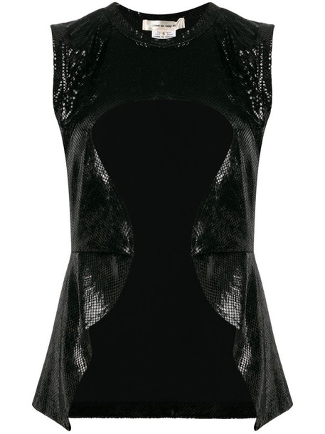 Comme Des Garçons crocodile-effect cutout top in black