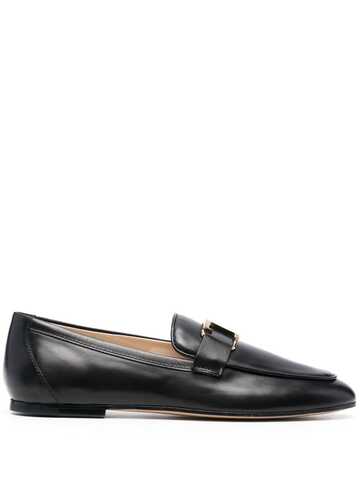 tod's t-logo leather loafers - black
