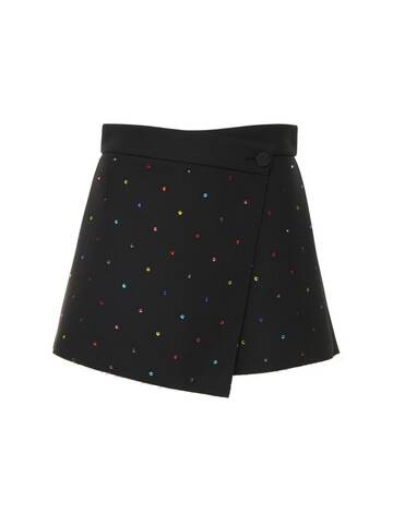 MSGM Embellished Double Crepe Cady Mini Skirt in black