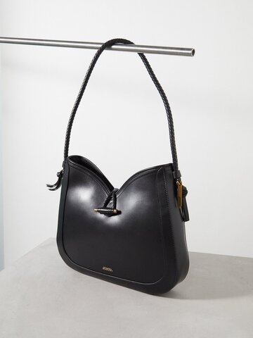 isabel marant - vigo braided-strap leather shoulder bag - womens - black