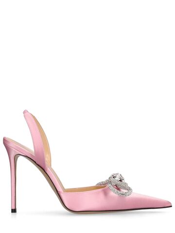 mach & mach 110mm double bow satin slingback pumps in pink