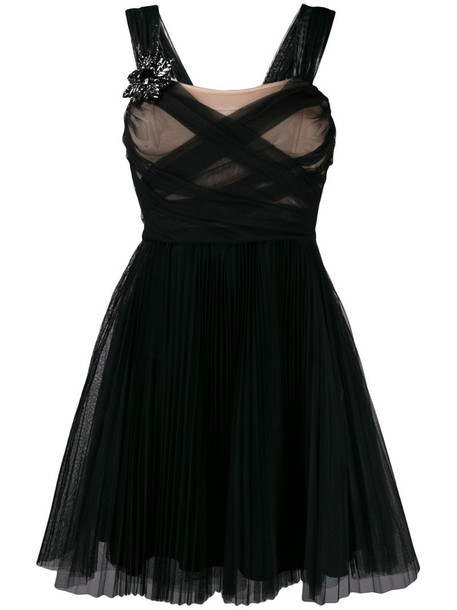 Pinko sheer ruched dress in black
