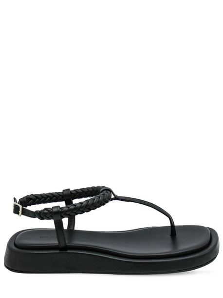 GIA X RHW 20mm Rosie 3 Leather Thong Sandals in black